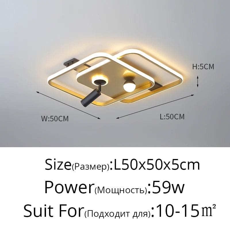 Lustre Led design pour salon chambre étude salle éclairage or noir lampes luminaires Dimmable - Lustre projecteur | Marco Lucetti