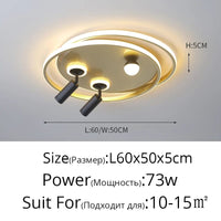 Lustre Led design pour salon chambre étude salle éclairage or noir lampes luminaires Dimmable - Lustre projecteur | Marco Lucetti