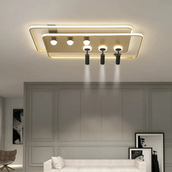 Lustre Led design pour salon chambre étude salle éclairage or noir lampes luminaires Dimmable - Lustre projecteur | Marco Lucetti