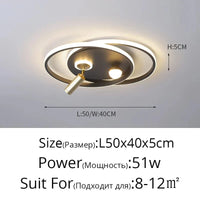 Lustre Led design pour salon chambre étude salle éclairage or noir lampes luminaires Dimmable - Lustre projecteur | Marco Lucetti Noir 50x40cm 51W / Blanc chaud pas de télécommande