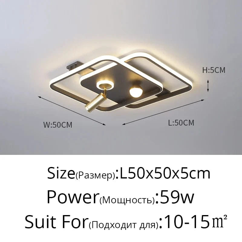 Lustre Led design pour salon chambre étude salle éclairage or noir lampes luminaires Dimmable - Lustre projecteur | Marco Lucetti Noir 50x50cm 59W / Blanc chaud pas de télécommande