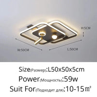 Lustre Led design pour salon chambre étude salle éclairage or noir lampes luminaires Dimmable - Lustre projecteur | Marco Lucetti Noir 50x50cm 59W / Blanc chaud pas de télécommande