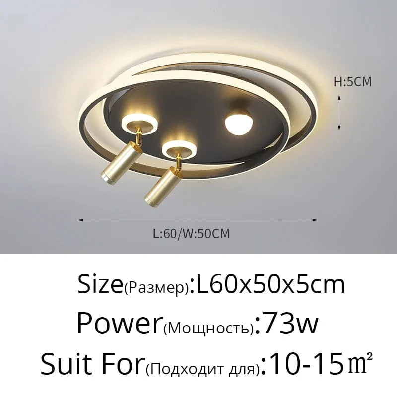Lustre Led design pour salon chambre étude salle éclairage or noir lampes luminaires Dimmable - Lustre projecteur | Marco Lucetti Noir 60x50cm 73W / Blanc chaud pas de télécommande