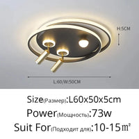 Lustre Led design pour salon chambre étude salle éclairage or noir lampes luminaires Dimmable - Lustre projecteur | Marco Lucetti Noir 60x50cm 73W / Blanc chaud pas de télécommande