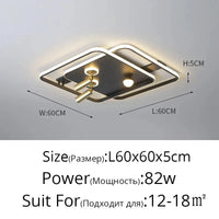Lustre Led design pour salon chambre étude salle éclairage or noir lampes luminaires Dimmable - Lustre projecteur | Marco Lucetti Noir 60x60cm 82W / Blanc chaud pas de télécommande