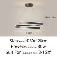 Lustre LED Design pour Salon Salle à Manger Cuisine Bar | Marco Lucetti Noir 60cm / Luminosité variable