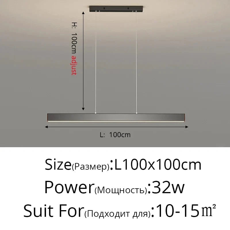 Lustre LED design pour une décoration intérieure élégante - Idéal pour la maison ou le bar | Marco Lucetti Blanc chaud, pas de télécommande / Noir 100cm