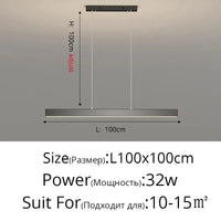 Lustre LED design pour une décoration intérieure élégante - Idéal pour la maison ou le bar | Marco Lucetti Blanc chaud, pas de télécommande / Noir 100cm