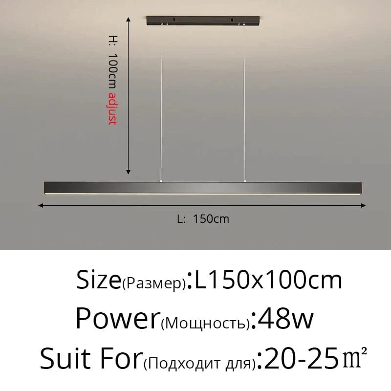 Lustre LED design pour une décoration intérieure élégante - Idéal pour la maison ou le bar | Marco Lucetti Blanc chaud, pas de télécommande / Noir 150cm