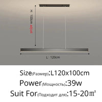 Lustre LED design pour une décoration intérieure élégante - Idéal pour la maison ou le bar | Marco Lucetti Luminosité variable / Noir 120cm