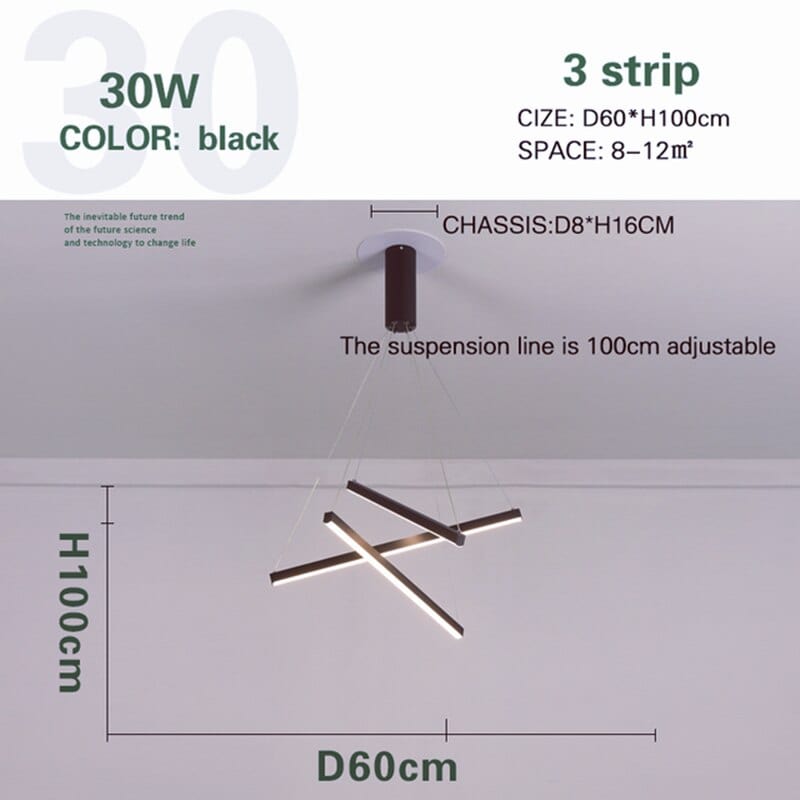 Lustre LED Design "Zillion" | Marco Lucetti 3 lumières - D60cm - 30W / Chaude
