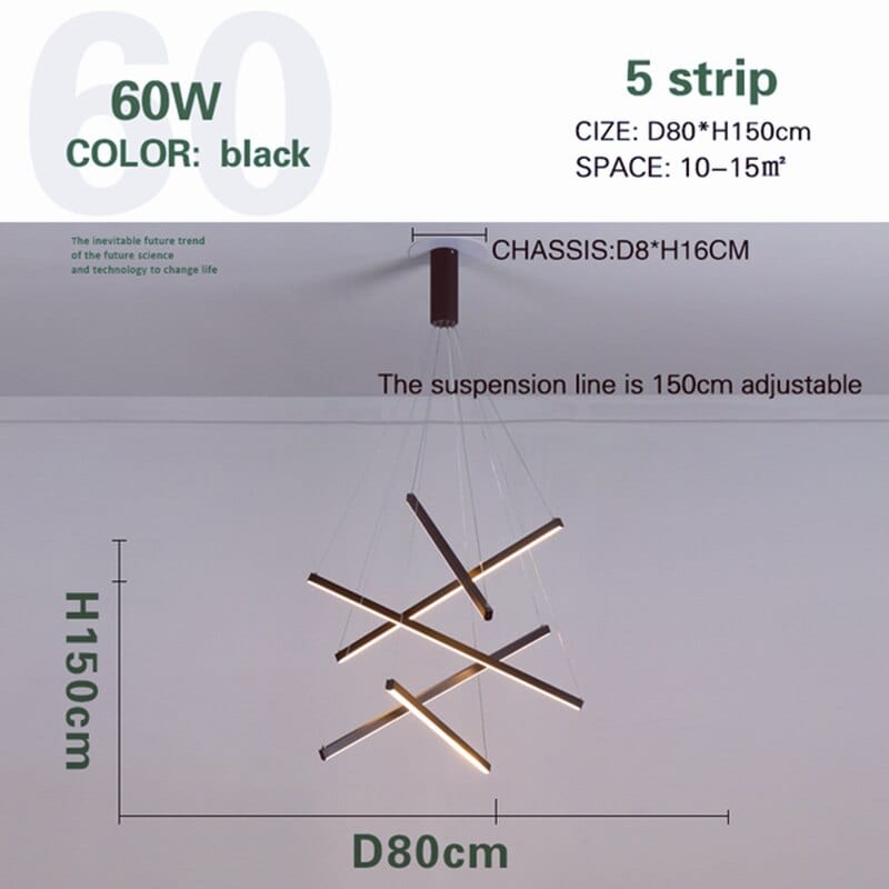Lustre LED Design "Zillion" | Marco Lucetti 5 lumières - D80cm - 60W / Chaude