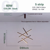 Lustre LED Design "Zillion" | Marco Lucetti 5 lumières - D80cm - 60W / Chaude