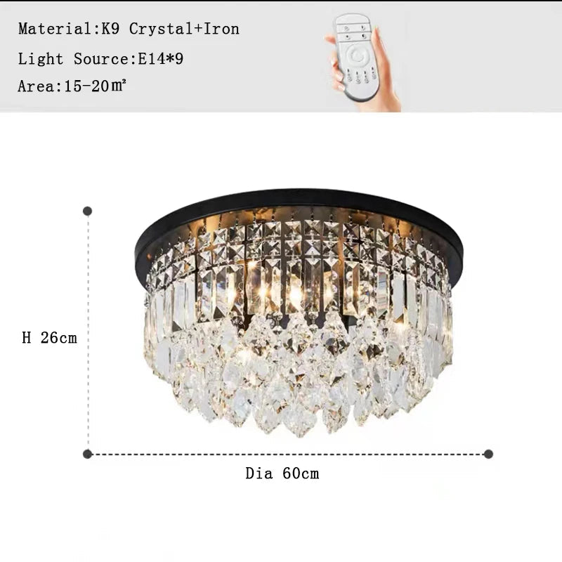 Lustre LED dimmable en cristal de style vintage de luxe