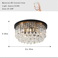 Lustre LED dimmable en cristal de style vintage de luxe