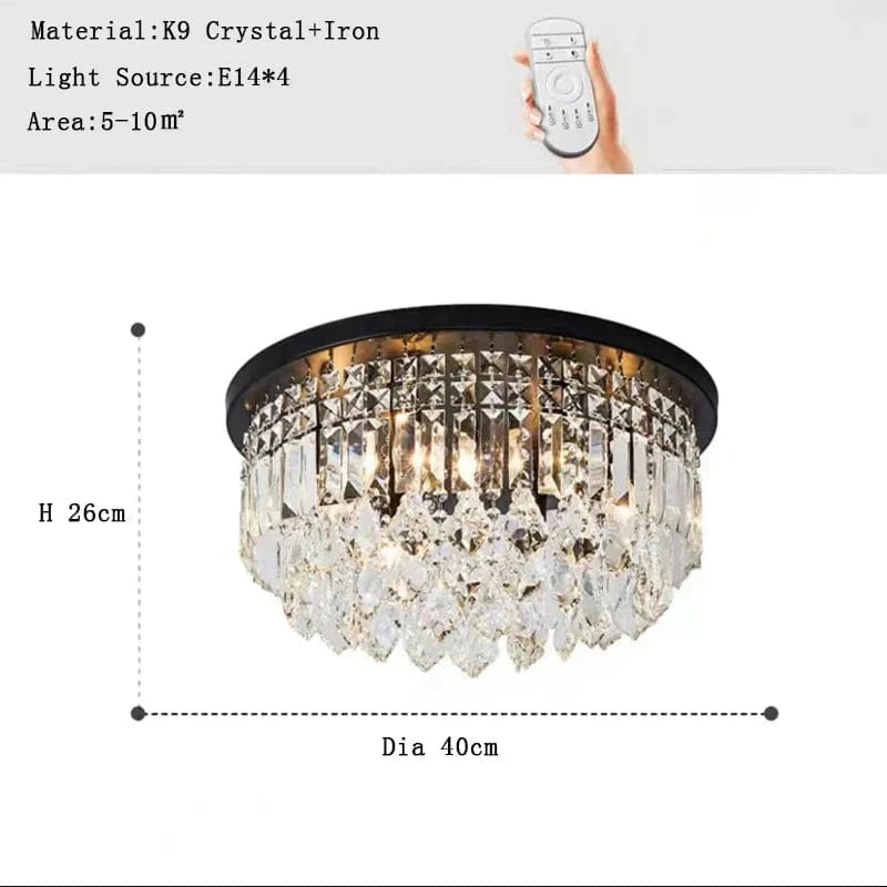 Lustre LED dimmable en cristal, style américain de luxe. | Marco Lucetti A 40cm / Cadre doré / Lumière blanche