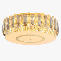 Lustre LED dimmable en verre cristal rond argent - Collection moderne