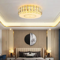Lustre LED dimmable en verre cristal rond argent - Style moderne | Marco Lucetti