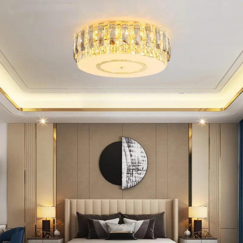 Lustre LED dimmable en verre cristal rond argent - Style moderne | Marco Lucetti