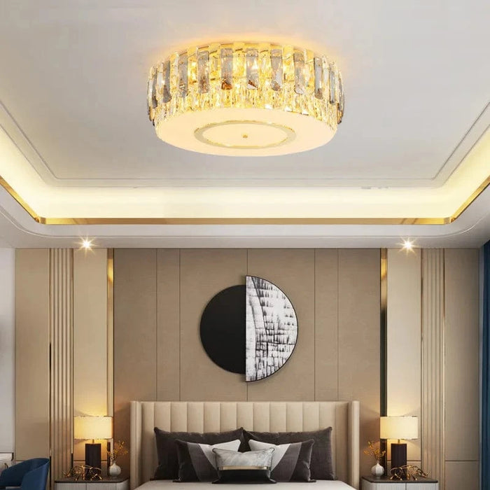 Lustre LED dimmable en verre cristal rond argent - Style moderne | Marco Lucetti