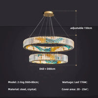 Lustre LED Dimmable Moderne en Acier Cercle Décoratif - Luminem | Marco Lucetti 2 anneaux D60 80cm / 3 lumières interchangeables