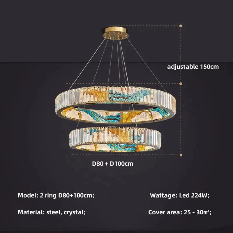 Lustre LED Dimmable Moderne en Acier Cercle Décoratif - Luminem | Marco Lucetti 2 anneaux D80 100cm / Lumière blanche 6500K
