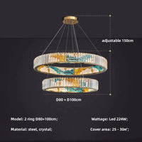 Lustre LED Dimmable Moderne en Acier Cercle Décoratif - Luminem | Marco Lucetti 2 anneaux D80 100cm / Lumière blanche 6500K