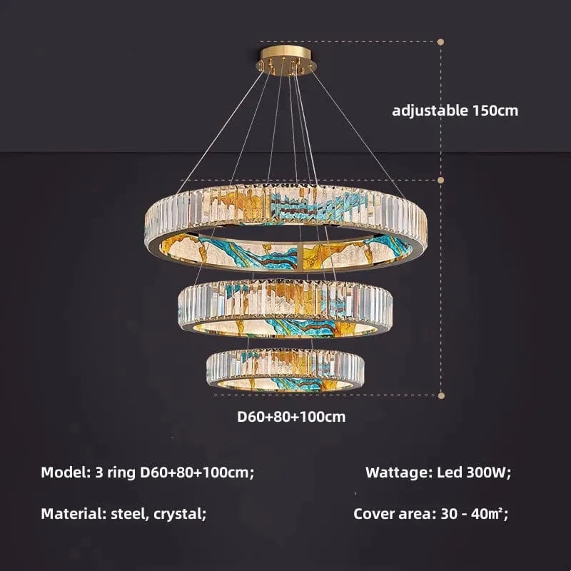 Lustre LED Dimmable Moderne en Acier Cercle Décoratif - Luminem | Marco Lucetti 3 anneaux D60 80 100cm / Lumière neutre 4200K