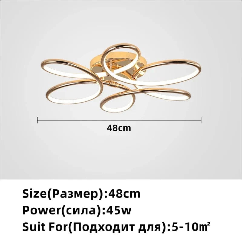 Lustre LED Doré Alu Décoration | Marco Lucetti P 48cm / 110V / Intensité variable à distance