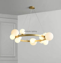 Lustre LED Doré avec Boules en Verre | Marco Lucetti