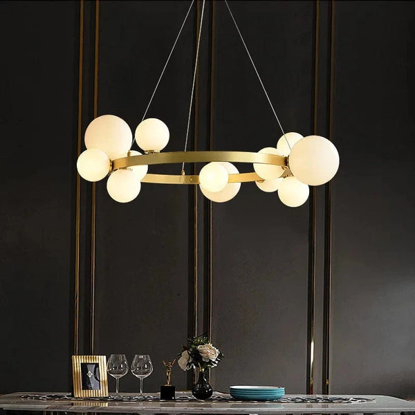 Lustre LED Doré avec Boules en Verre | Marco Lucetti