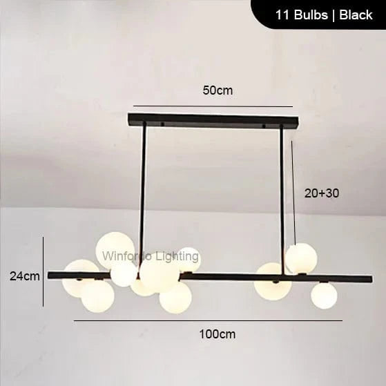 Lustre LED Doré avec Boules en Verre | Marco Lucetti D100 NoirBlancOmbre / Blanc chaud 3000K
