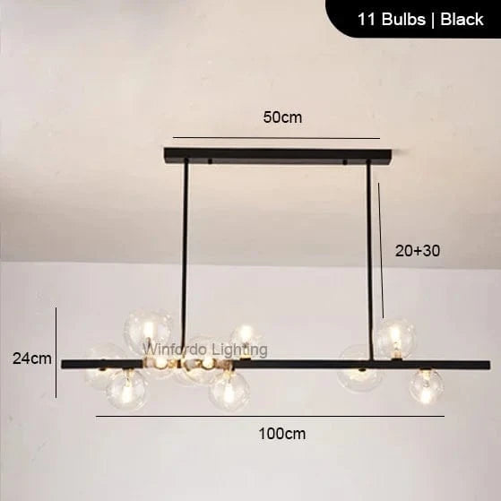 Lustre LED Doré avec Boules en Verre | Marco Lucetti D100 NoirClairShade / Blanc chaud 3000K