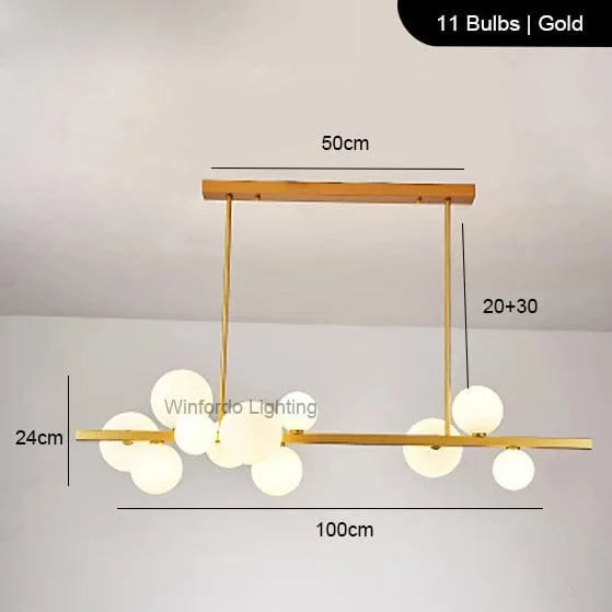 Lustre LED Doré avec Boules en Verre | Marco Lucetti D100 Or BlancShade / Blanc chaud 3000K