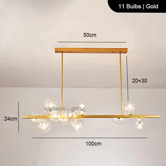 Lustre LED Doré avec Boules en Verre | Marco Lucetti D100 Or ClearShade / Blanc chaud 3000K