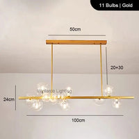 Lustre LED Doré avec Boules en Verre | Marco Lucetti D100 Or ClearShade / Blanc chaud 3000K