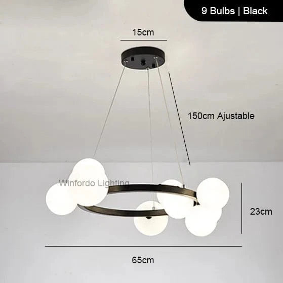 Lustre LED Doré avec Boules en Verre | Marco Lucetti D65 Noir BlancAbat-jour / Blanc chaud 3000K