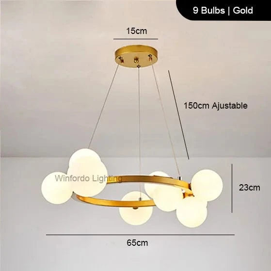 Lustre LED Doré avec Boules en Verre | Marco Lucetti D65 Or BlancShade / Blanc chaud 3000K