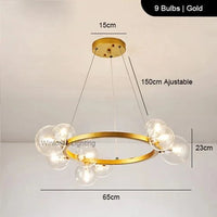 Lustre LED Doré avec Boules en Verre | Marco Lucetti D65 Or ClearShade / Blanc chaud 3000K