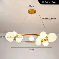 Lustre LED Doré avec Boules en Verre | Marco Lucetti D85 Or BlancShade / Blanc chaud 3000K