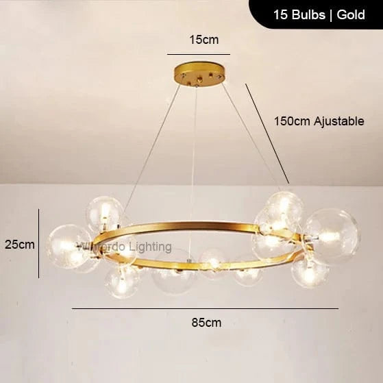 Lustre LED Doré avec Boules en Verre | Marco Lucetti D85 Or ClearShade / Blanc chaud 3000K