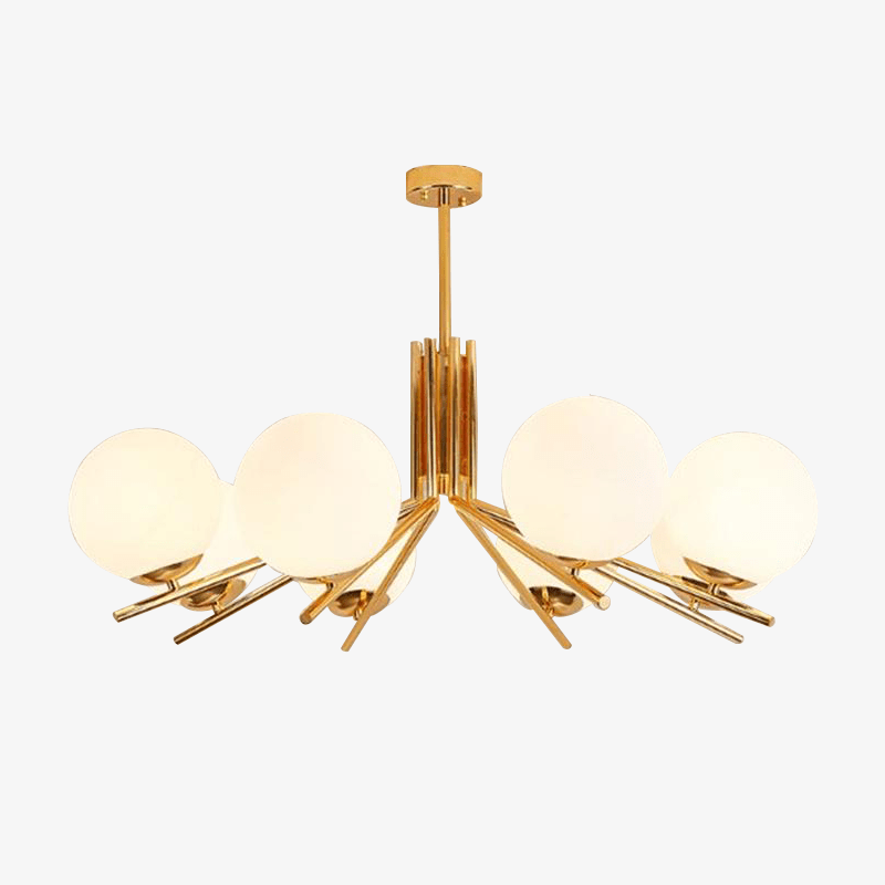 Lustre doré à boules LED