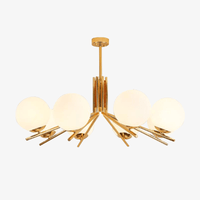 Lustre doré à boules LED