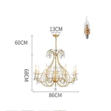 Lustre LED doré baroque avec ampoule en verre cristal retro | Marco Lucetti 86 x 68cm / Froide
