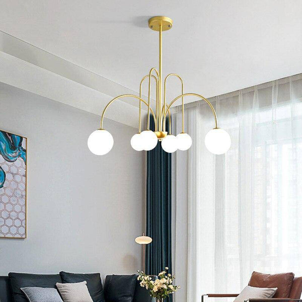 Lustre LED Doré Branches & Boules en Verre | Marco Lucetti