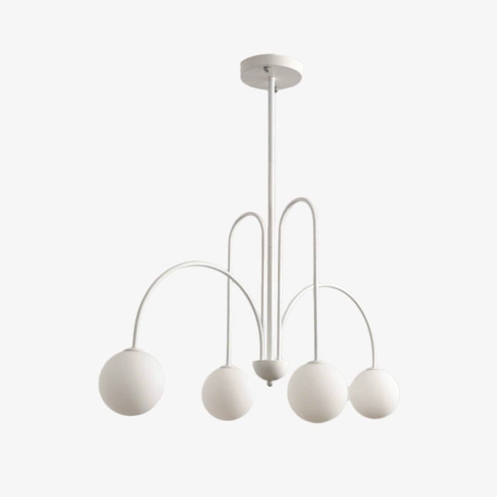 Lustre LED Doré Branches & Boules en Verre | Marco Lucetti 4 lampes - Blanc