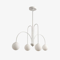 Lustre LED Doré Branches & Boules en Verre | Marco Lucetti 4 lampes - Blanc