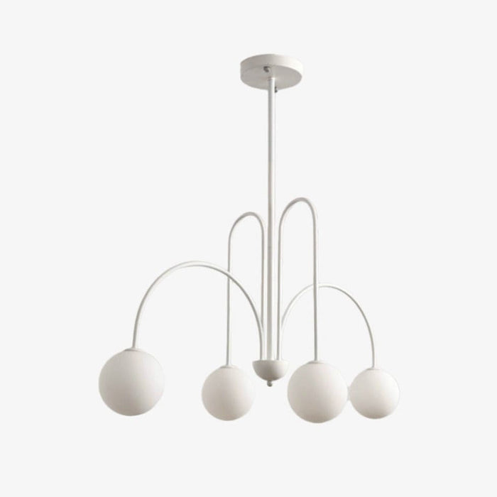 Lustre LED Doré Branches & Boules en Verre | Marco Lucetti 4 lampes - Blanc