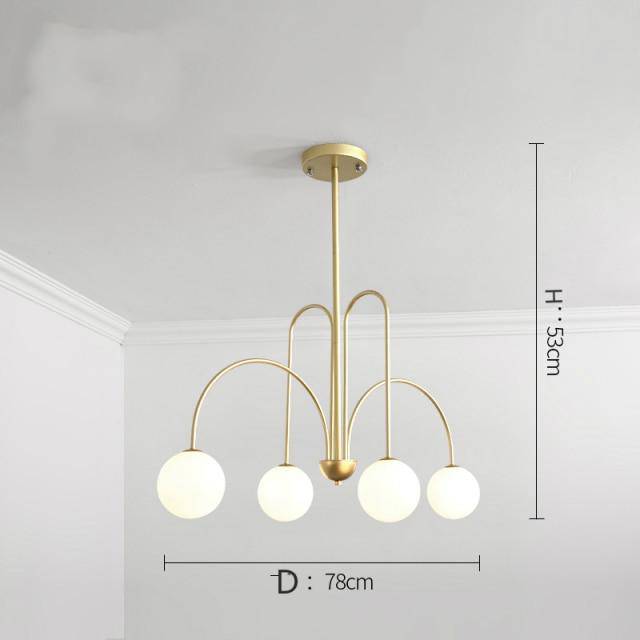 Lustre LED Doré Branches & Boules en Verre | Marco Lucetti 4 lampes - Doré