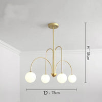 Lustre LED Doré Branches & Boules en Verre | Marco Lucetti 4 lampes - Doré